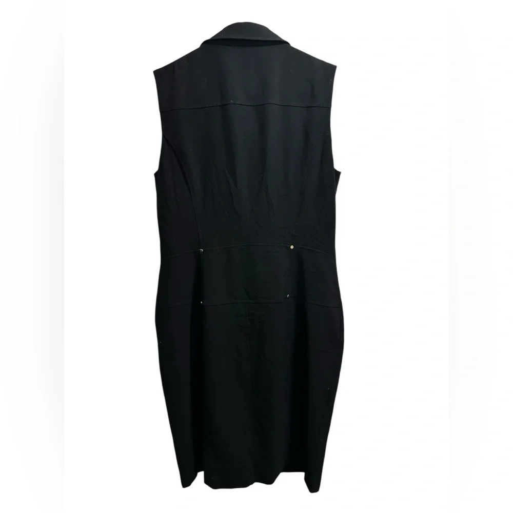 Calvin Klein Black Midi Dress with Gold Zippers - Picture 2 of 7